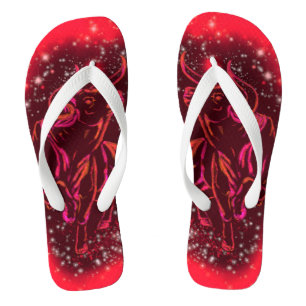 Tongs Taureau À Red Starry Night Flip Flops Cadeau