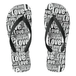 Tongs Tendance Black & White Love Typographie Paire De