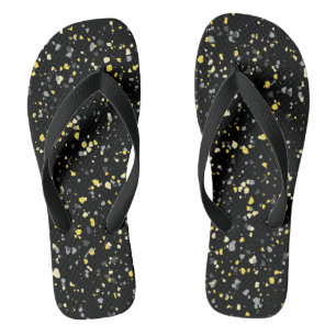 Tongs Tendance Géométrique Gris Jaune Noir Terrazzo