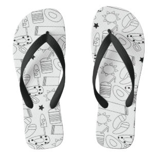 Tongs thème d'été plage noir blanc nom