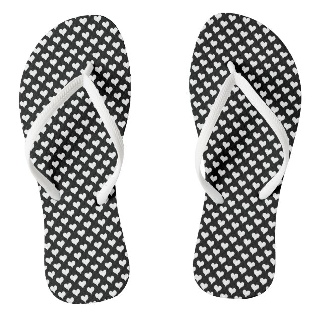 Tongs Tiny Hearts Black White Flip Flops (Semelle)