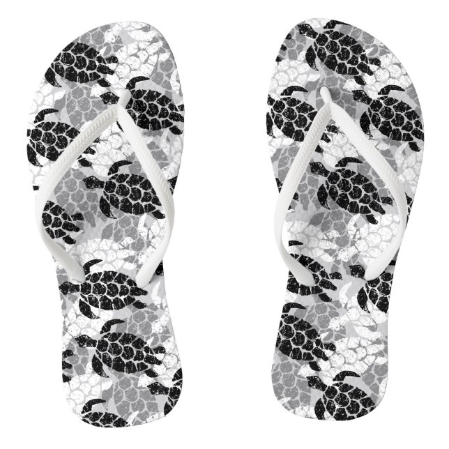 Tongs Tortue de mer de Honu Hawaiian Tapa Black (Semelle)