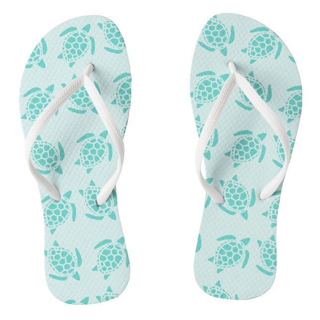 Tongs Tortue de mer sur Mariage marin bleu océanique (Semelle)