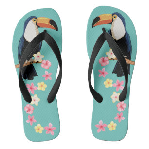 Tongs Toucan Avec Fleurs Tropicales