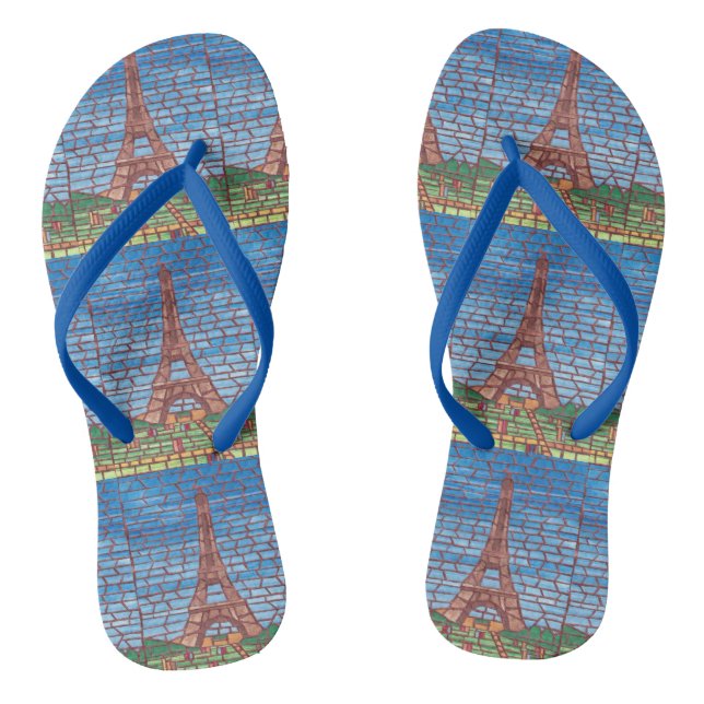 Tongs Tour Eiffel Mosaic Motif FlipFlops (Semelle)
