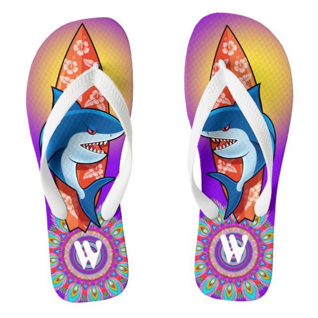 Tongs Tournes personnalisées surf de requin violet hippy (Semelle)