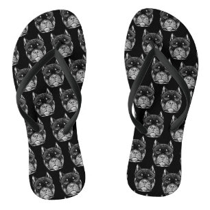 Tongs Tournesol de chien de taureau noir