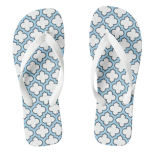 Tongs Trellis bleu blanc et bébé, treillis, Quatrefoil