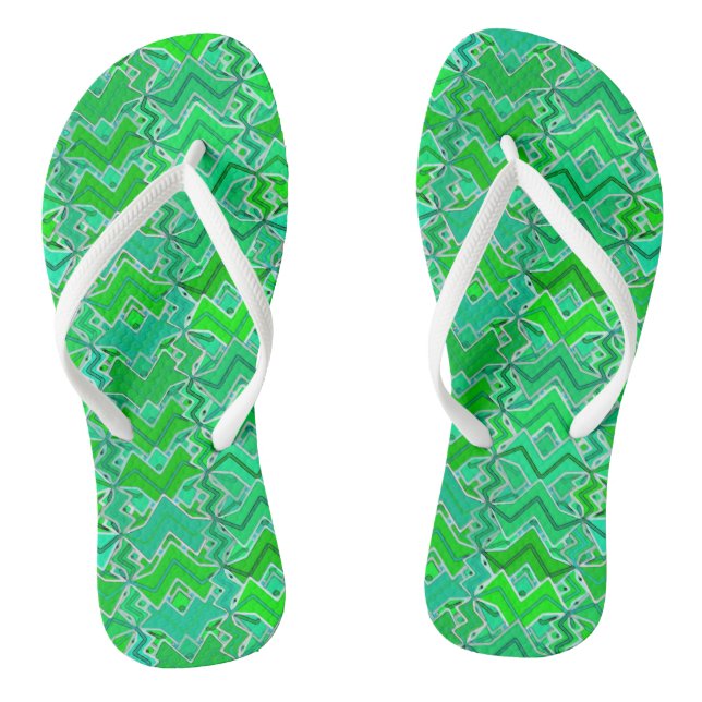 Tongs Tribal Batik Print, Jade Green et Lime Green (Semelle)