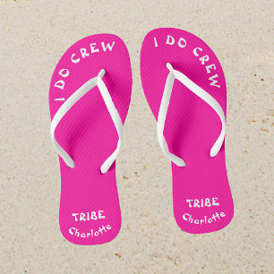 Tongs Tribe de mariée minimaliste Néon rose Bachelorette