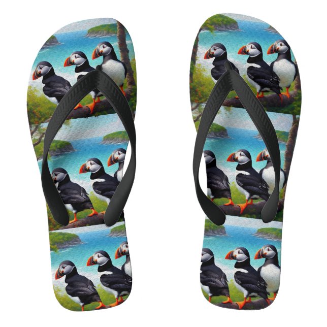Tongs Trio côtier : Trois Puffins à la plage d'Oils (Semelle)
