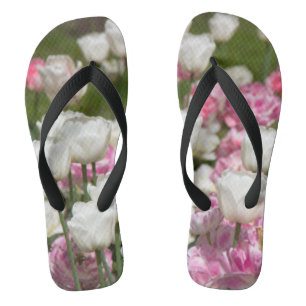 Tongs Tulipes blanches et roses brillantes par jour enso