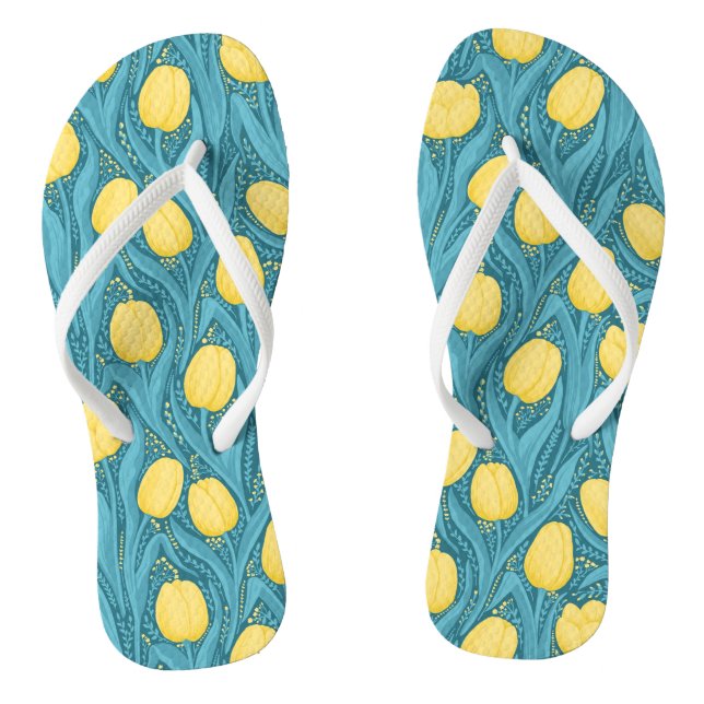 Tongs Tulipes en bleu et jaune (Semelle)