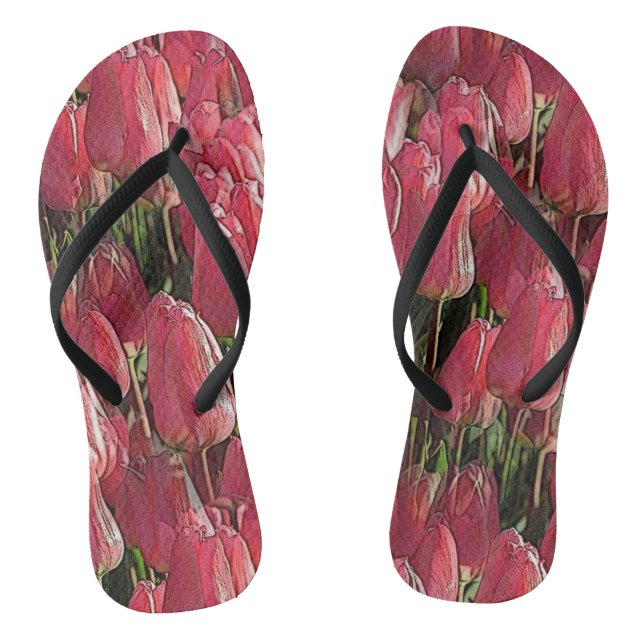 Tongs Tulipes roses florales (Semelle)