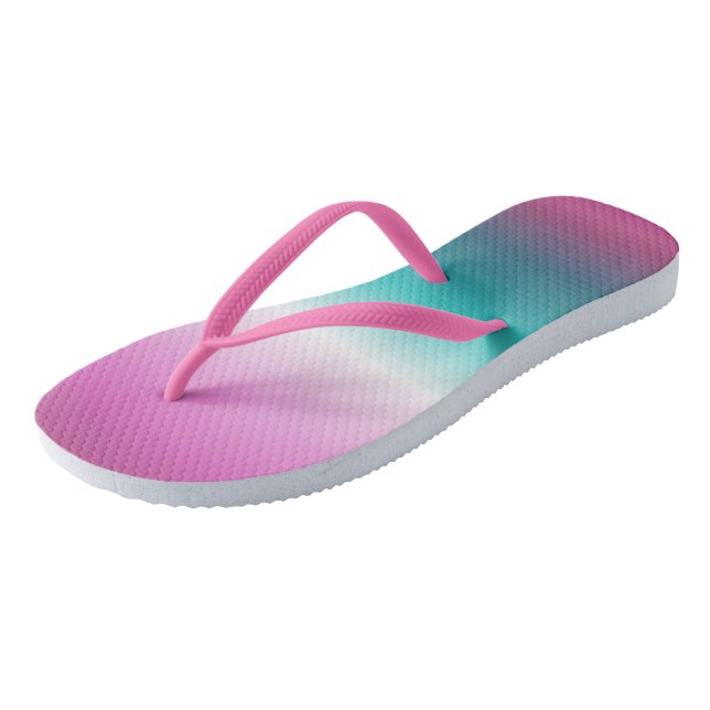 Tongs turquoise rose girly turquoise aqua ombre mermaid (Incliné)
