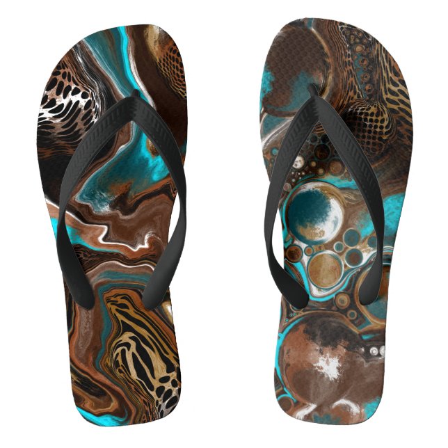 Tongs Turquoise Safari Digital Fluid Art (Semelle)