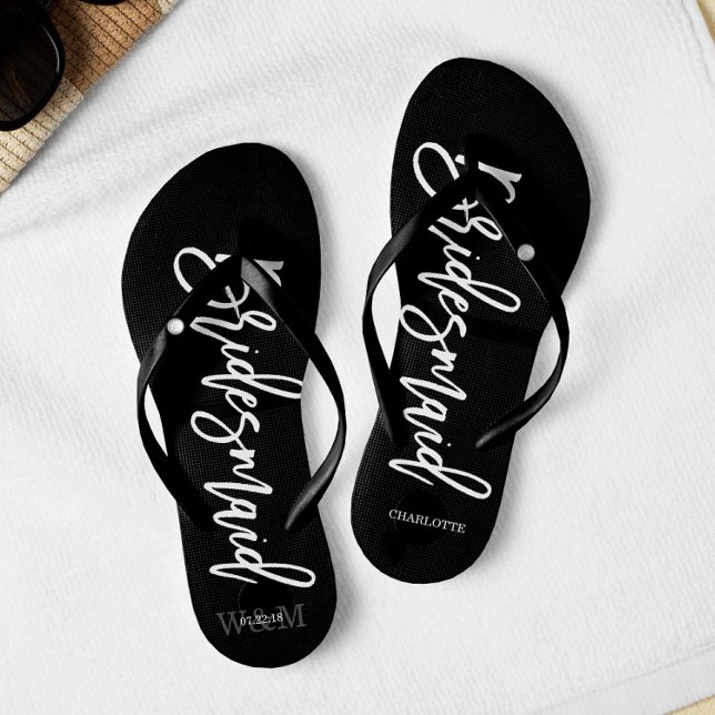Tongs Typographie contemporaine "Bridesmaid" (Créateur téléchargé)
