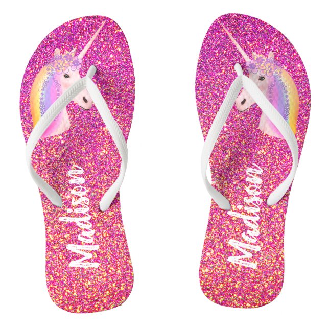 Tongs Unicorn Parties scintillant rose étincelles Person (Semelle)