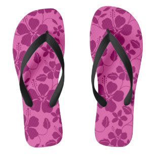 TONGS VIN DE BOURGOGNE À MOTIF HULA HAWAIEN (HIBISCUS)
