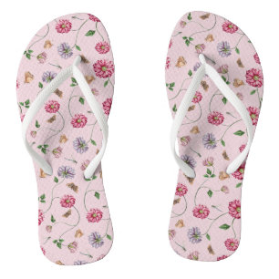 Tongs Vin floral rose et violet