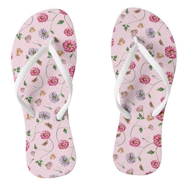 Tongs Vin floral rose et violet (Semelle)
