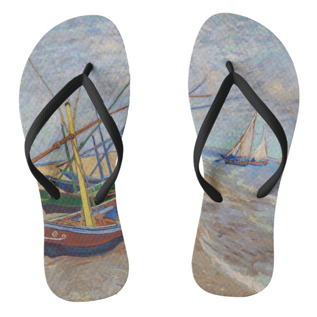 Tongs Vincent van Gogh - Bateaux de pêche sur la plage (Semelle)