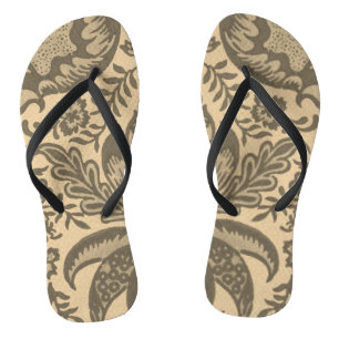 Tongs Vintage Sepia Tan Motif végétal