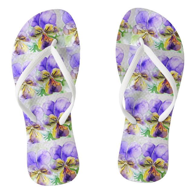 Tongs Violet Viola Violas panser Floral Fleurs Dames (Semelle)