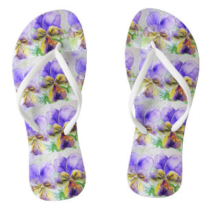 Tongs Violette Viola Pensées Floral Fleurs Dames