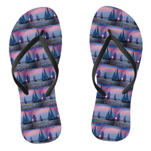 Tongs Voiliers au coucher du soleil