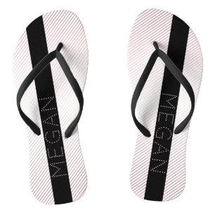 Tongs Votre nom Blanc fin et Rose subtil Ombre Stripes