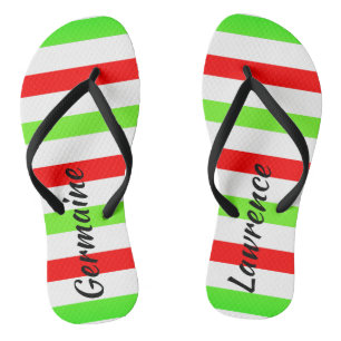 Tongs (Votre Nom) Red White Green Stripes Col.