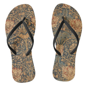 Tongs William Morris Honeysuckle Rich Red Dark Blue Favo