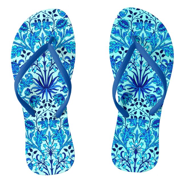 Tongs William Morris Hyacinth Print, Aqua et Turquoise (Semelle)