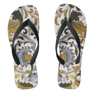 Tongs William Morris Lodden Motif Floral : Bleu Or 