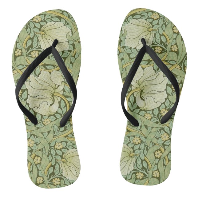Tongs William Morris Pimpernel Fond d'écran bleu Floral (Semelle)