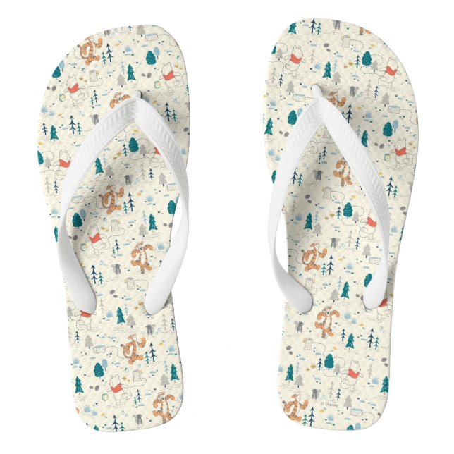 Tongs Winnie l'Ourson| Motif des animaux de forêt (Semelle)