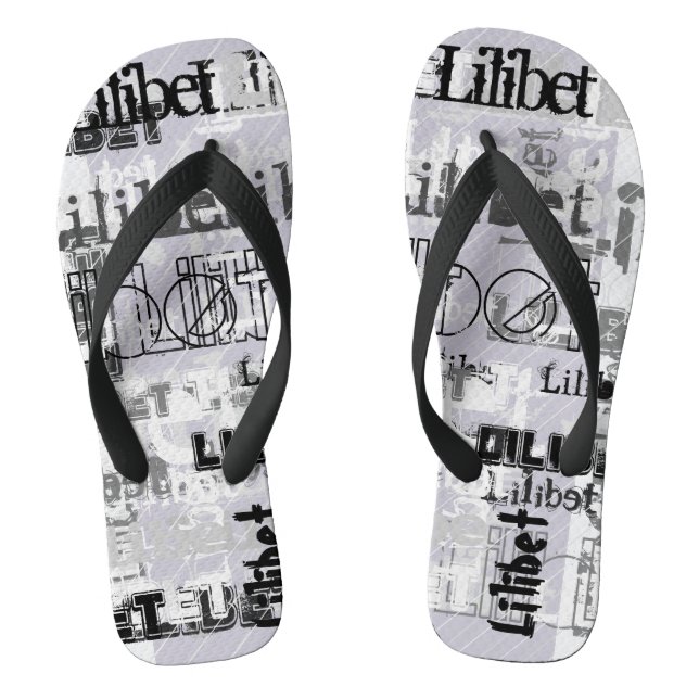 Tongs Wordcloud moderne Garçons Filles NOM Personnalisé (Semelle)
