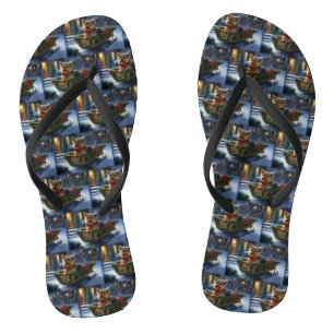 Tongs Yorkshire Terrier Saison de Noël festive