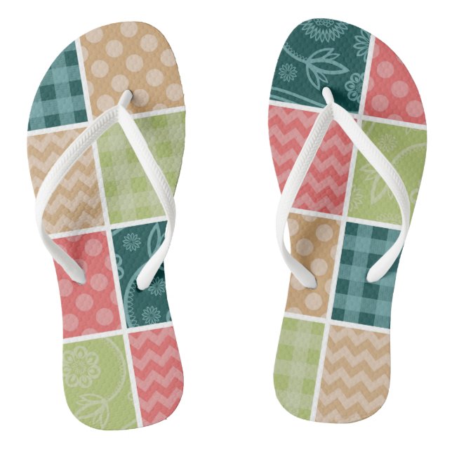 Tongs Zigzag, Chevron, En vichy, Pois, Patchwork (Semelle)