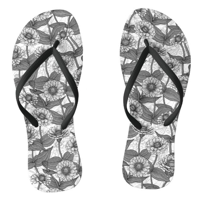 Tongs Zinnias, monochrome sur blanc (Semelle)