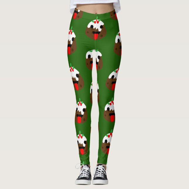 tongue christmas pudding leggings (Front)