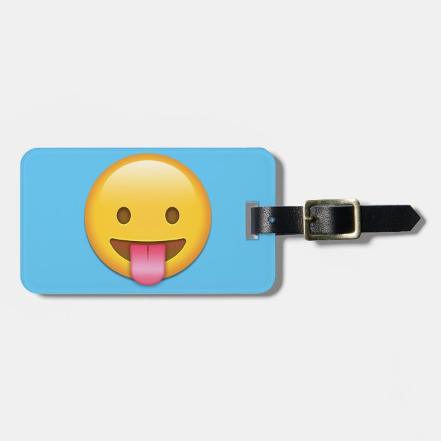 Tongue-Out Cheeky Emoji Luggage Tag (Front Horizontal)