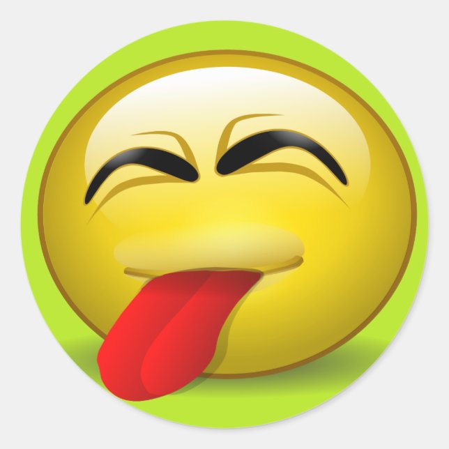 Tongue Out Classic Round Sticker (Front)