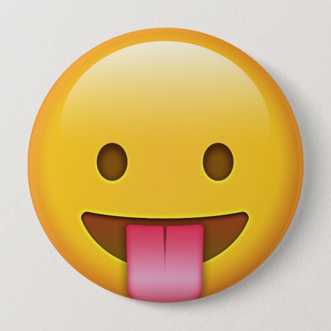 Tongue-Out Emoji 4 Inch Round Button (Front)