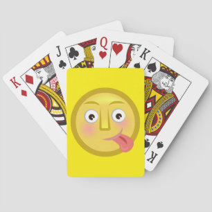 Tongue Out Emoji Funny Goofy Face Playing Cards