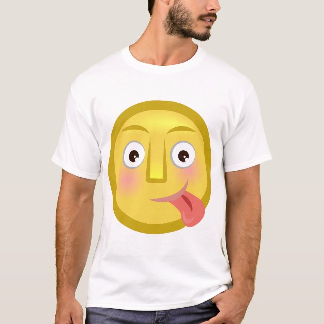 Tongue Out Emoji Funny Goofy Face T-Shirt (Front)