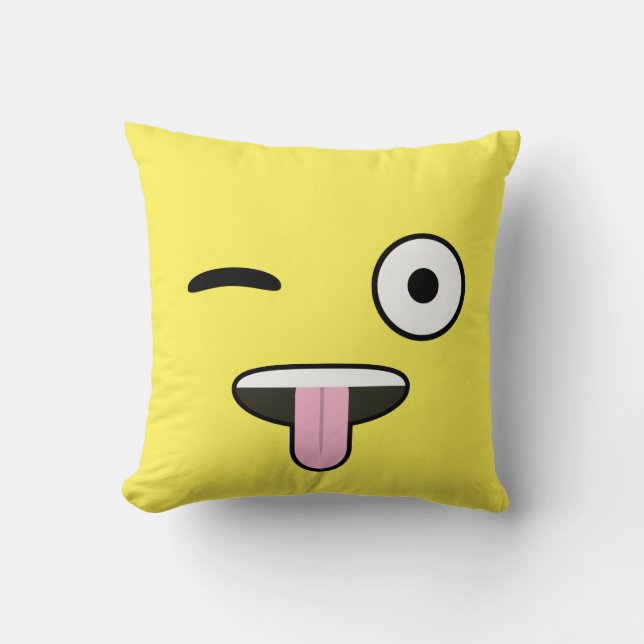 Tongue out Emoji Throw Pillow (Front)