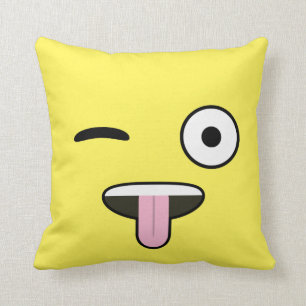 Tongue out Emoji Throw Pillow