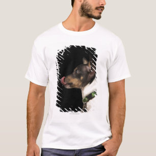 Tongue out of black and White Rat Terrier T-Shirt